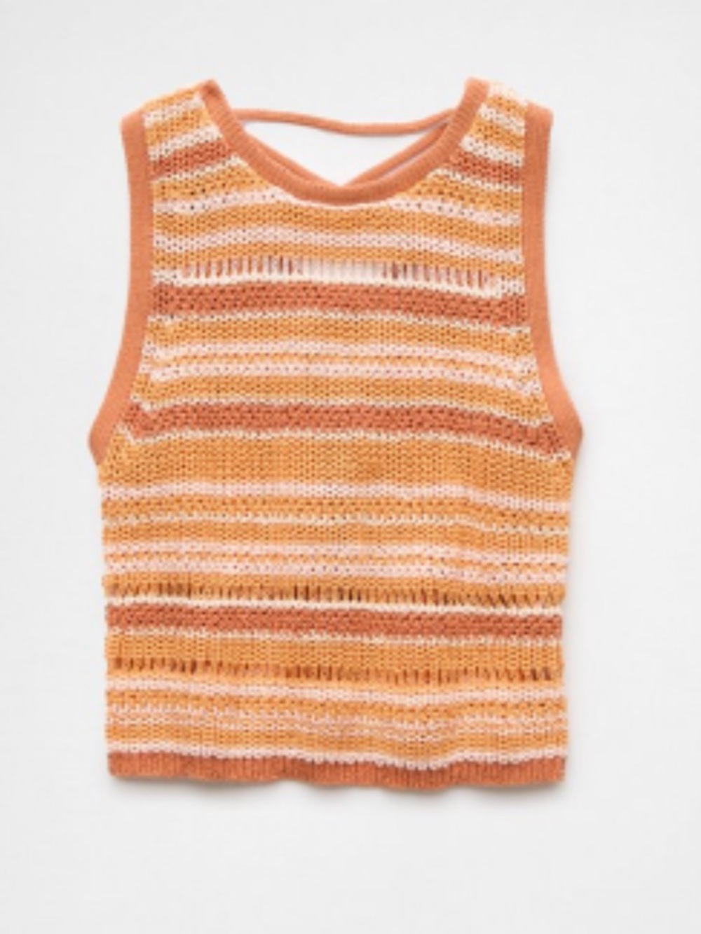 American Eagle Outfitters Orange and Cream Striped Knit Tank Top